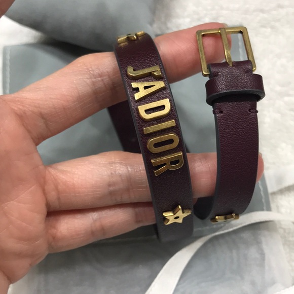 Dior jadior leather bracelet/choker in burgundy - Picture 4 of 5
